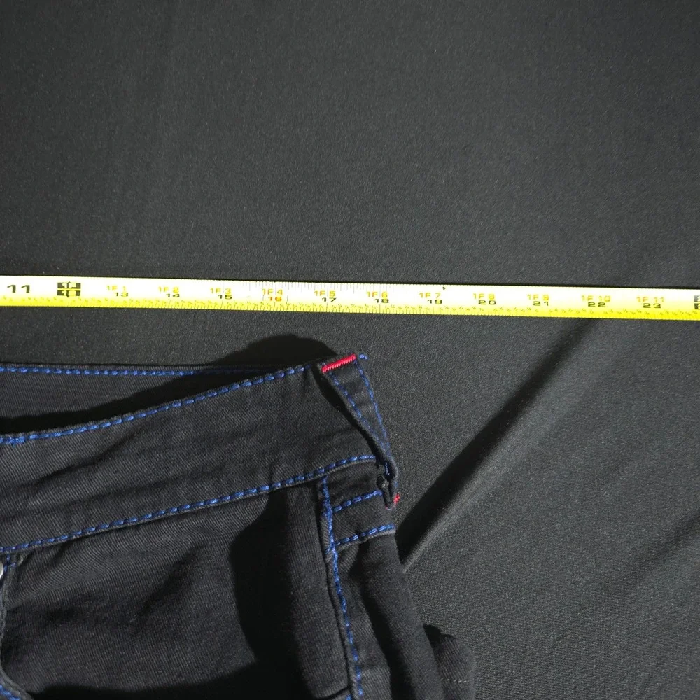 True Religion Geno Mens 34 Black Contrast Stitch Relaxed Slim Jeans Streetwear